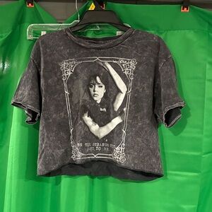 Black Graphic Crop Top